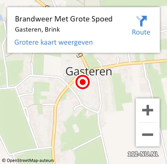 Locatie op kaart van de 112 melding: Brandweer Met Grote Spoed Naar Gasteren, Brink op 27 januari 2015 20:21