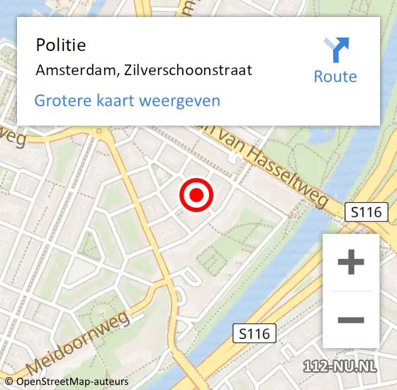 Locatie op kaart van de 112 melding: Politie Amsterdam, Zilverschoonstraat op 27 januari 2015 20:23