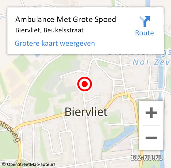 Locatie op kaart van de 112 melding: Ambulance Met Grote Spoed Naar Biervliet, Beukelsstraat op 27 januari 2015 20:59