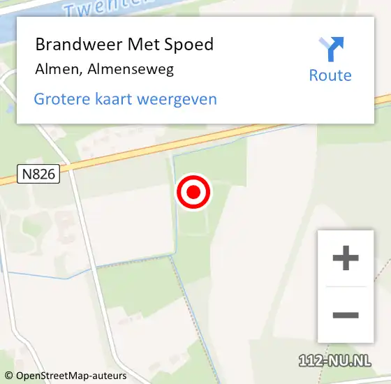 Locatie op kaart van de 112 melding: Brandweer Met Spoed Naar Almen, Almenseweg op 28 oktober 2013 12:52