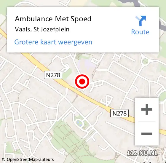 Locatie op kaart van de 112 melding: Ambulance Met Spoed Naar Vaals, St Jozefplein op 27 januari 2015 21:12