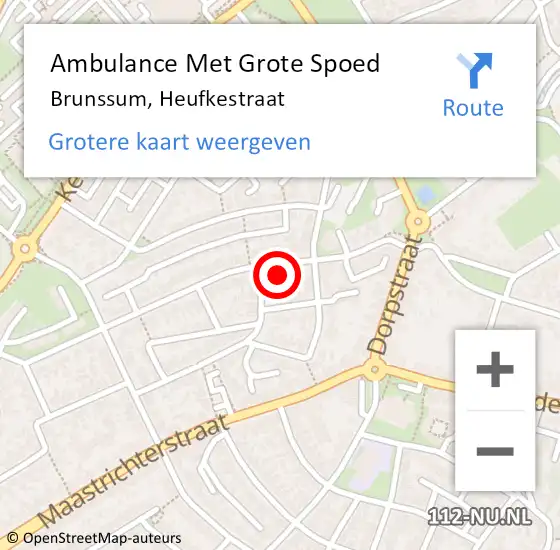 Locatie op kaart van de 112 melding: Ambulance Met Grote Spoed Naar Brunssum, Heufkestraat op 27 januari 2015 21:45