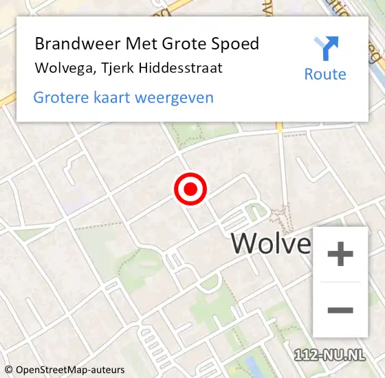 Locatie op kaart van de 112 melding: Brandweer Met Grote Spoed Naar Wolvega, Tjerk Hiddesstraat op 27 januari 2015 21:45