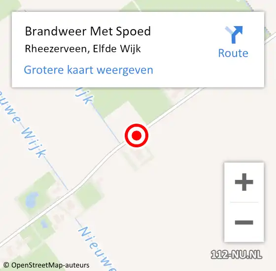 Locatie op kaart van de 112 melding: Brandweer Met Spoed Naar Rheezerveen, Elfde Wijk op 28 oktober 2013 12:53
