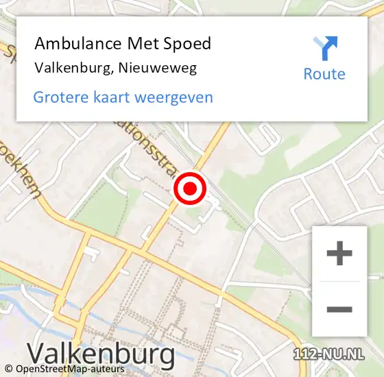 Locatie op kaart van de 112 melding: Ambulance Met Spoed Naar Valkenburg, Nieuweweg op 27 januari 2015 22:54