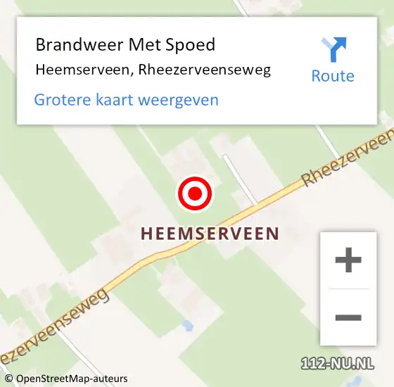 Locatie op kaart van de 112 melding: Brandweer Met Spoed Naar Heemserveen, Rheezerveenseweg op 28 oktober 2013 12:53