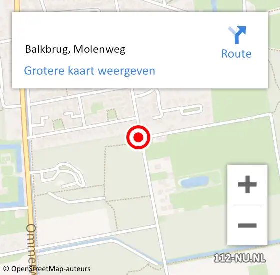 Locatie op kaart van de 112 melding:  Balkbrug, Molenweg op 28 oktober 2013 12:53