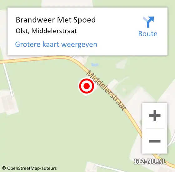 Locatie op kaart van de 112 melding: Brandweer Met Spoed Naar Olst, Middelerstraat op 28 oktober 2013 12:53