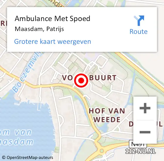 Locatie op kaart van de 112 melding: Ambulance Met Spoed Naar Maasdam, Patrijs op 27 januari 2015 23:25