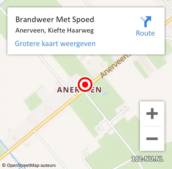 Locatie op kaart van de 112 melding: Brandweer Met Spoed Naar Anerveen, Kiefte Haarweg op 28 oktober 2013 12:54