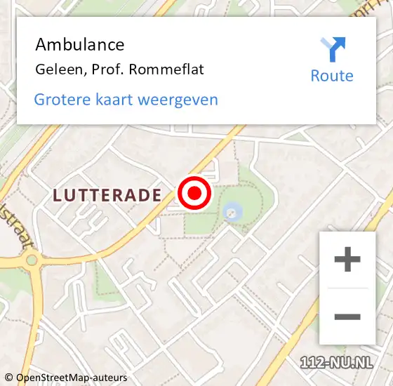 Locatie op kaart van de 112 melding: Ambulance Geleen, Prof. Rommeflat op 28 januari 2015 00:39