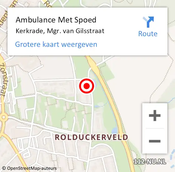 Locatie op kaart van de 112 melding: Ambulance Met Spoed Naar Kerkrade, Mgr. van Gilsstraat op 28 januari 2015 00:43