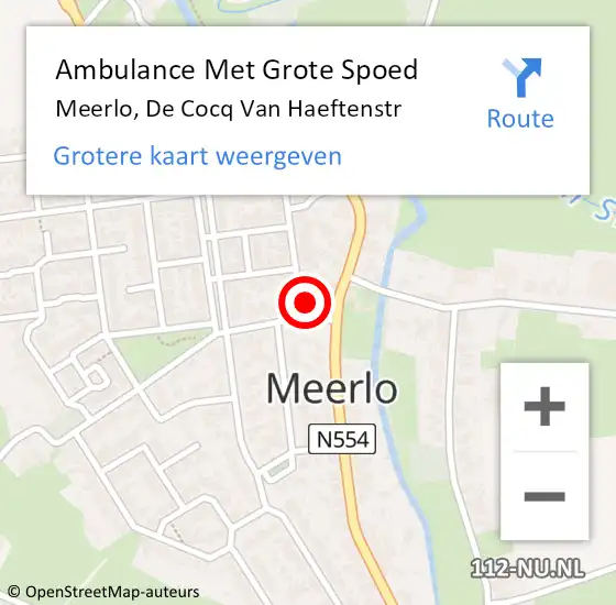 Locatie op kaart van de 112 melding: Ambulance Met Grote Spoed Naar Meerlo, De Cocq Van Haeftenstr op 28 januari 2015 00:46