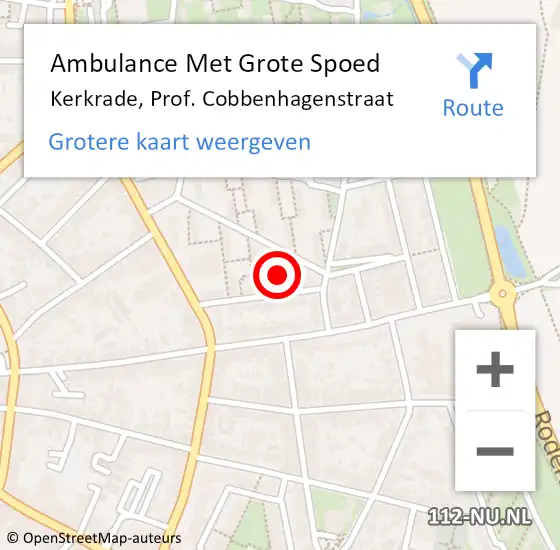 Locatie op kaart van de 112 melding: Ambulance Met Grote Spoed Naar Kerkrade, Prof. Cobbenhagenstraat op 28 januari 2015 03:23