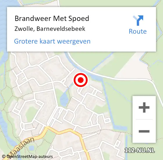 Locatie op kaart van de 112 melding: Brandweer Met Spoed Naar Zwolle, Barneveldsebeek op 28 oktober 2013 12:55