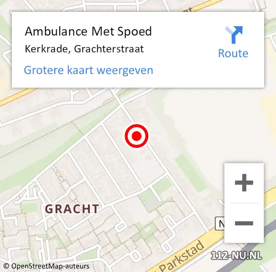 Locatie op kaart van de 112 melding: Ambulance Met Spoed Naar Kerkrade, Grachterstraat op 28 januari 2015 04:45