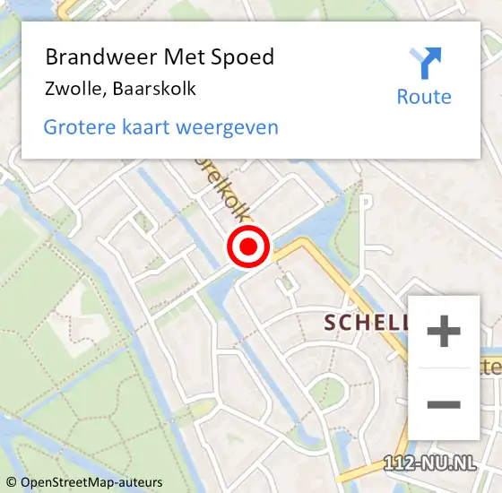 Locatie op kaart van de 112 melding: Brandweer Met Spoed Naar Zwolle, Baarskolk op 28 oktober 2013 12:55