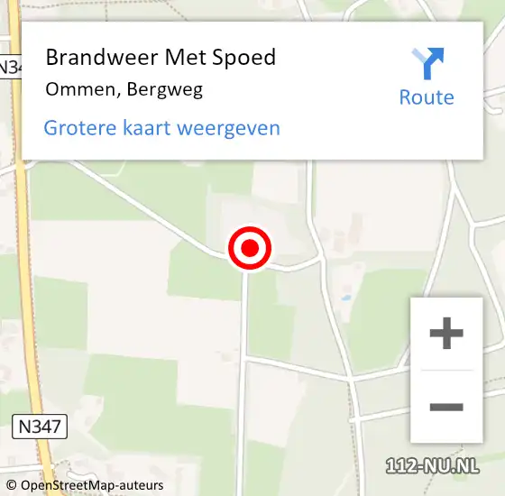 Locatie op kaart van de 112 melding: Brandweer Met Spoed Naar Ommen, Bergweg op 28 oktober 2013 12:55