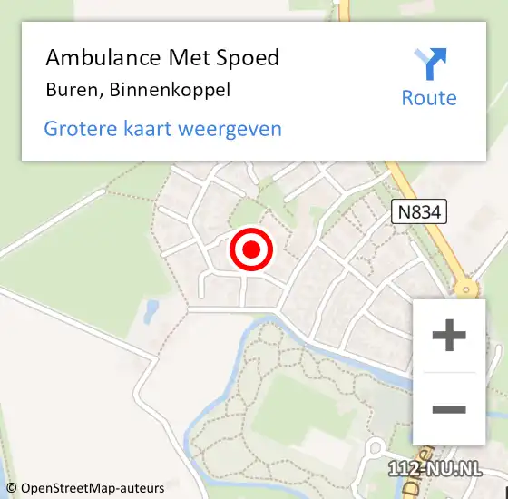 Locatie op kaart van de 112 melding: Ambulance Met Spoed Naar Buren, Binnenkoppel op 28 januari 2015 05:57