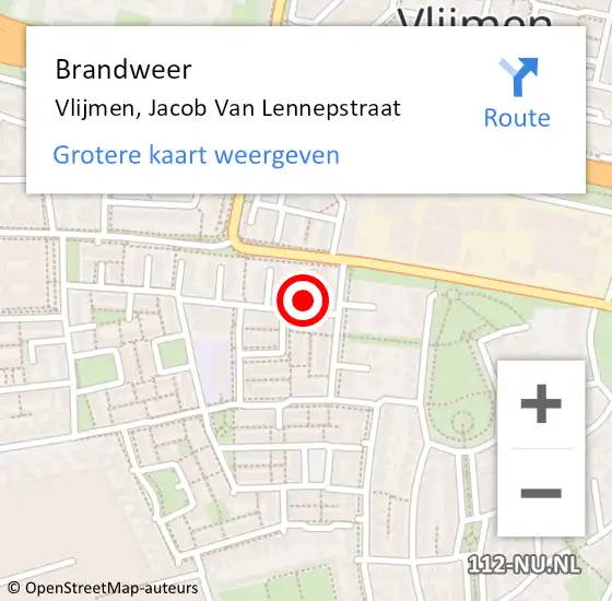 Locatie op kaart van de 112 melding: Brandweer Vlijmen, Jacob Van Lennepstraat op 28 oktober 2013 12:56