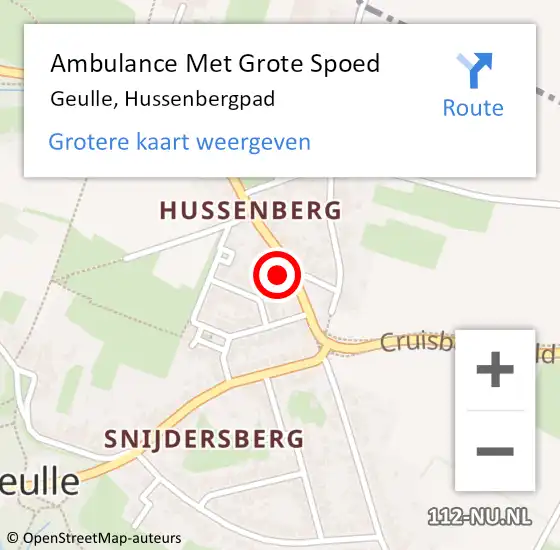 Locatie op kaart van de 112 melding: Ambulance Met Grote Spoed Naar Geulle, Hussenbergpad op 28 januari 2015 07:25