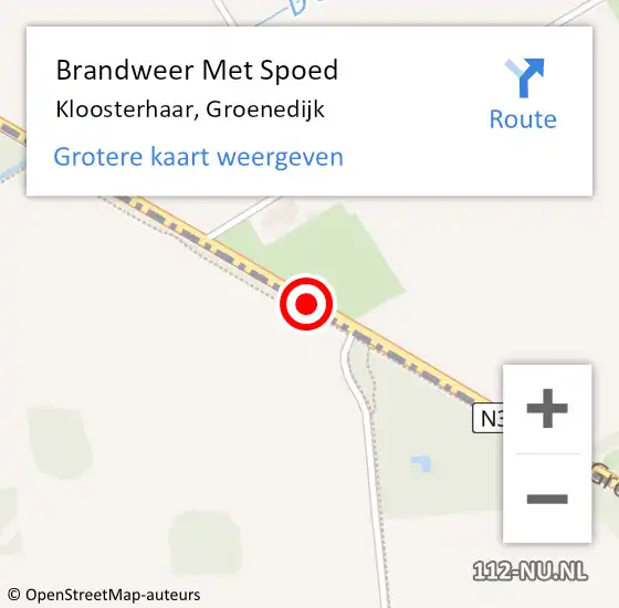 Locatie op kaart van de 112 melding: Brandweer Met Spoed Naar Kloosterhaar, Groenedijk op 28 oktober 2013 12:56