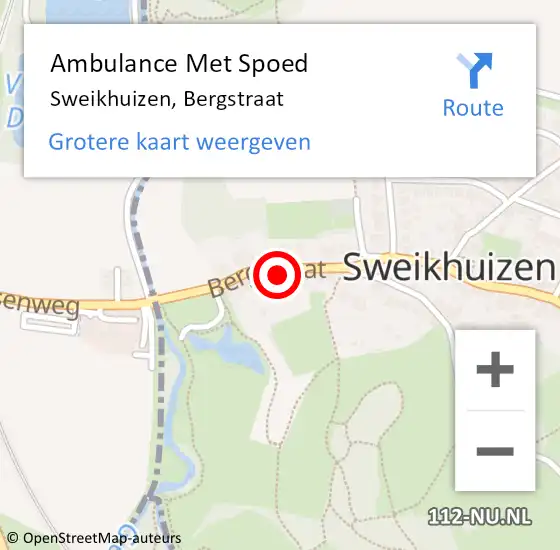 Locatie op kaart van de 112 melding: Ambulance Met Spoed Naar Sweikhuizen, Bergstraat op 28 januari 2015 07:44