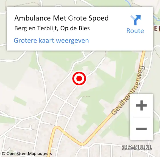 Locatie op kaart van de 112 melding: Ambulance Met Grote Spoed Naar Berg en Terblijt, Op de Bies op 28 januari 2015 07:53