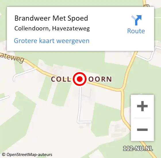 Locatie op kaart van de 112 melding: Brandweer Met Spoed Naar Collendoorn, Havezateweg op 28 oktober 2013 12:56