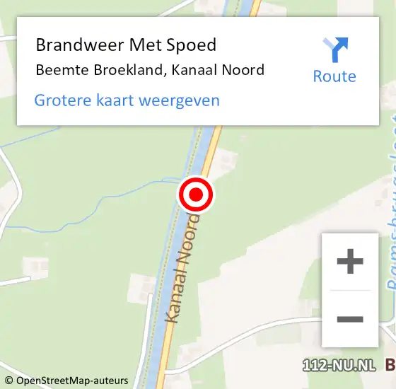 Locatie op kaart van de 112 melding: Brandweer Met Spoed Naar Beemte Broekland, Kanaal Noord op 28 oktober 2013 12:56