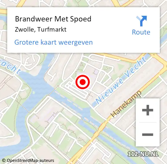 Locatie op kaart van de 112 melding: Brandweer Met Spoed Naar Zwolle, Turfmarkt op 28 januari 2015 08:34