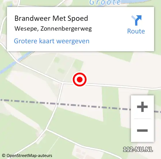 Locatie op kaart van de 112 melding: Brandweer Met Spoed Naar Wesepe, Zonnenbergerweg op 28 oktober 2013 12:57