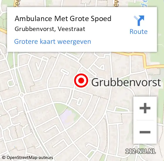 Locatie op kaart van de 112 melding: Ambulance Met Grote Spoed Naar Grubbenvorst, Veestraat op 28 januari 2015 08:51