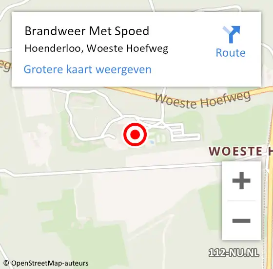 Locatie op kaart van de 112 melding: Brandweer Met Spoed Naar Hoenderloo, Woeste Hoefweg op 28 oktober 2013 12:57