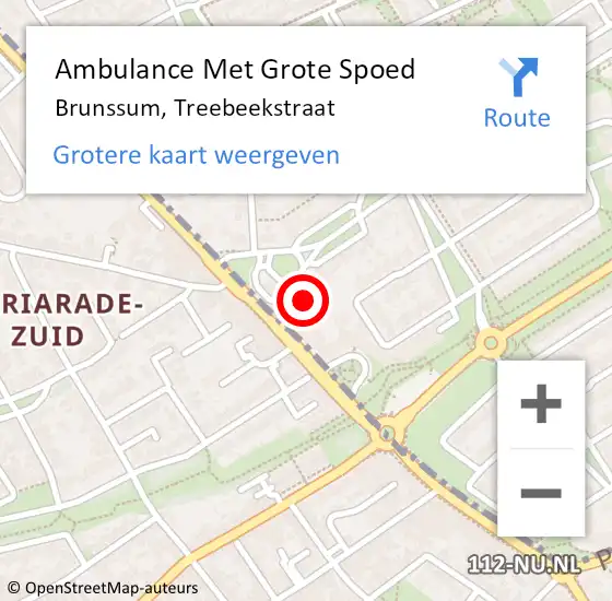 Locatie op kaart van de 112 melding: Ambulance Met Grote Spoed Naar Brunssum, Treebeekstraat op 28 januari 2015 09:02