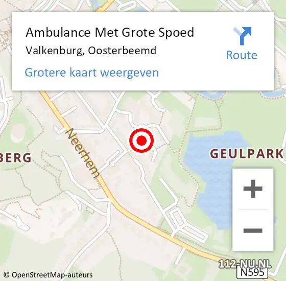 Locatie op kaart van de 112 melding: Ambulance Met Grote Spoed Naar Valkenburg, Oosterbeemd op 28 januari 2015 09:05