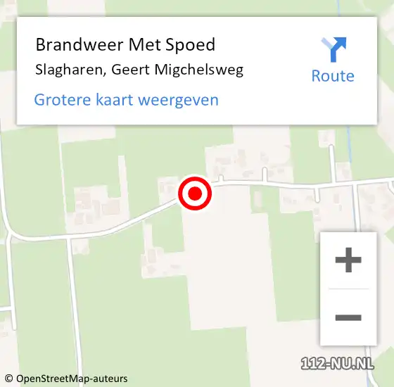 Locatie op kaart van de 112 melding: Brandweer Met Spoed Naar Slagharen, Geert Migchelsweg op 28 oktober 2013 12:57