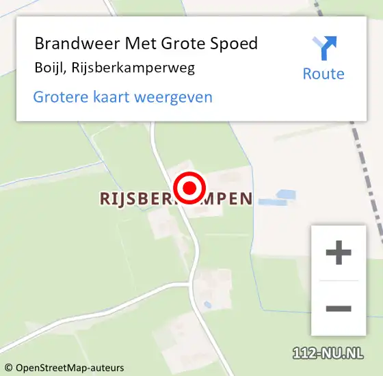 Locatie op kaart van de 112 melding: Brandweer Met Grote Spoed Naar Boijl, Rijsberkamperweg op 28 oktober 2013 12:57