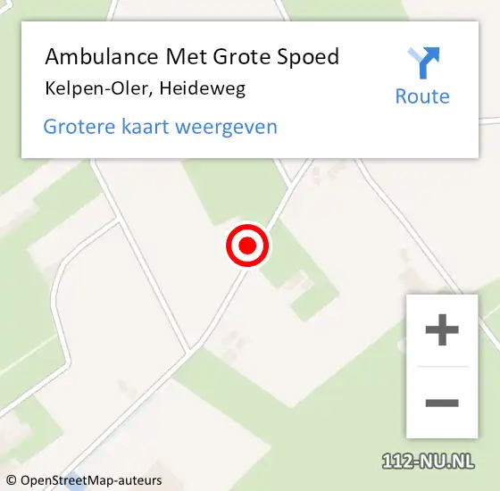 Locatie op kaart van de 112 melding: Ambulance Met Grote Spoed Naar Kelpen-Oler, Heideweg op 28 januari 2015 10:10