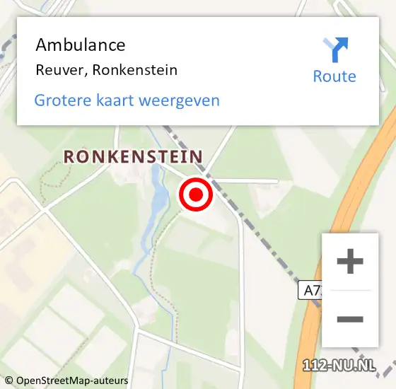 Locatie op kaart van de 112 melding: Ambulance Reuver, Ronkenstein op 28 januari 2015 10:12