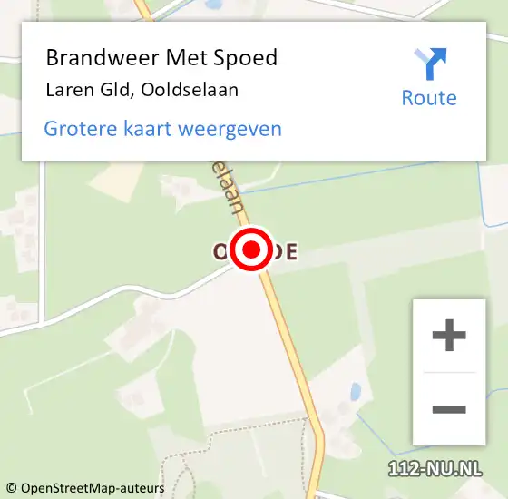 Locatie op kaart van de 112 melding: Brandweer Met Spoed Naar Laren Gld, Ooldselaan op 28 oktober 2013 12:58