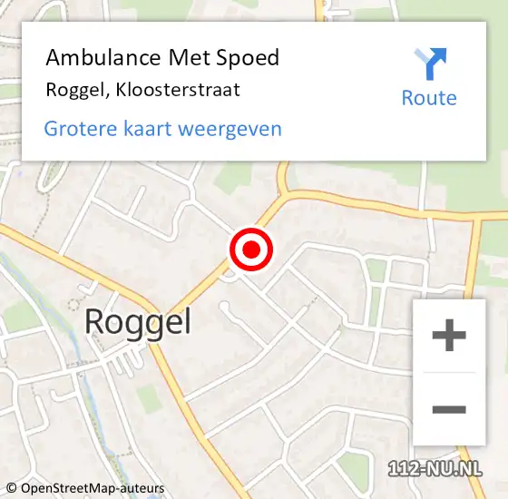 Locatie op kaart van de 112 melding: Ambulance Met Spoed Naar Roggel, Kloosterstraat op 28 januari 2015 10:37