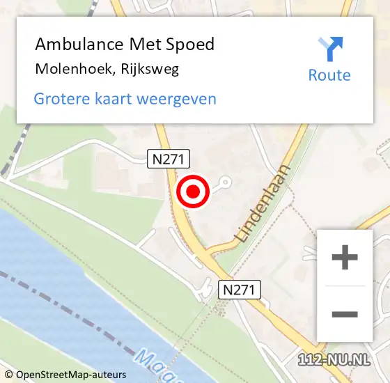 Locatie op kaart van de 112 melding: Ambulance Met Spoed Naar Molenhoek, Rijksweg op 28 januari 2015 10:37