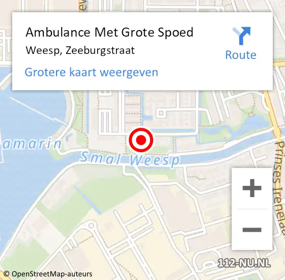 Locatie op kaart van de 112 melding: Ambulance Met Grote Spoed Naar Weesp, Zeeburgstraat op 28 januari 2015 11:16