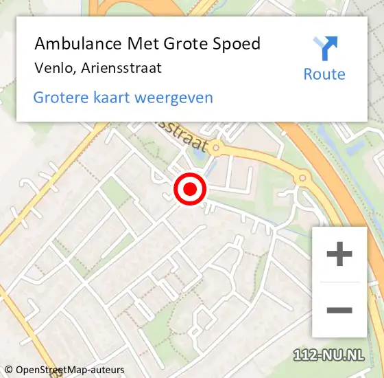 Locatie op kaart van de 112 melding: Ambulance Met Grote Spoed Naar Venlo, Ariensstraat op 28 januari 2015 11:38
