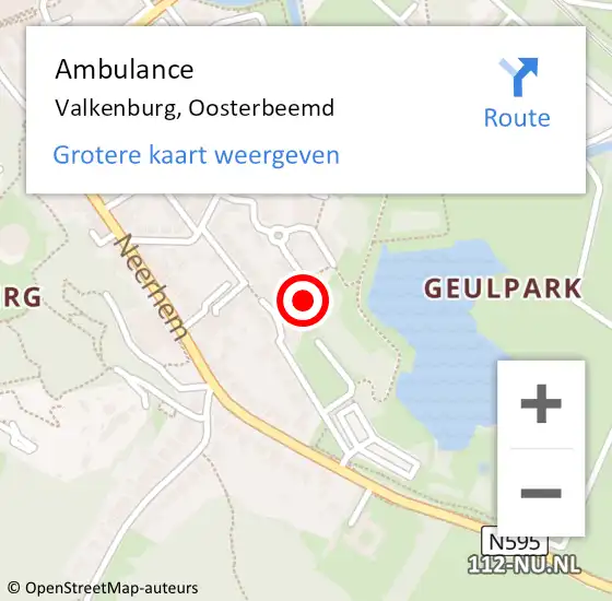 Locatie op kaart van de 112 melding: Ambulance Valkenburg, Oosterbeemd op 28 januari 2015 11:39