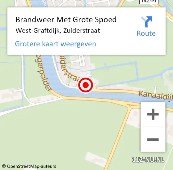 Locatie op kaart van de 112 melding: Brandweer Met Grote Spoed Naar West-Graftdijk, Zuiderstraat op 28 oktober 2013 12:59