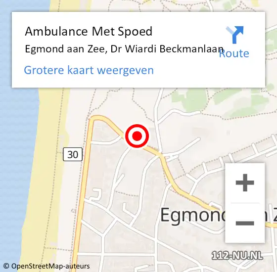 Locatie op kaart van de 112 melding: Ambulance Met Spoed Naar Egmond aan Zee, Dr Wiardi Beckmanlaan op 28 januari 2015 11:54