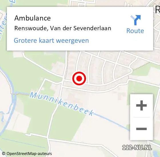 Locatie op kaart van de 112 melding: Ambulance Renswoude, Van der Sevenderlaan op 28 januari 2015 11:57