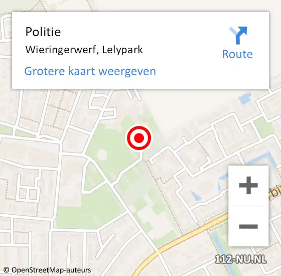 Locatie op kaart van de 112 melding: Politie Wieringerwerf, Lelypark op 28 januari 2015 12:26